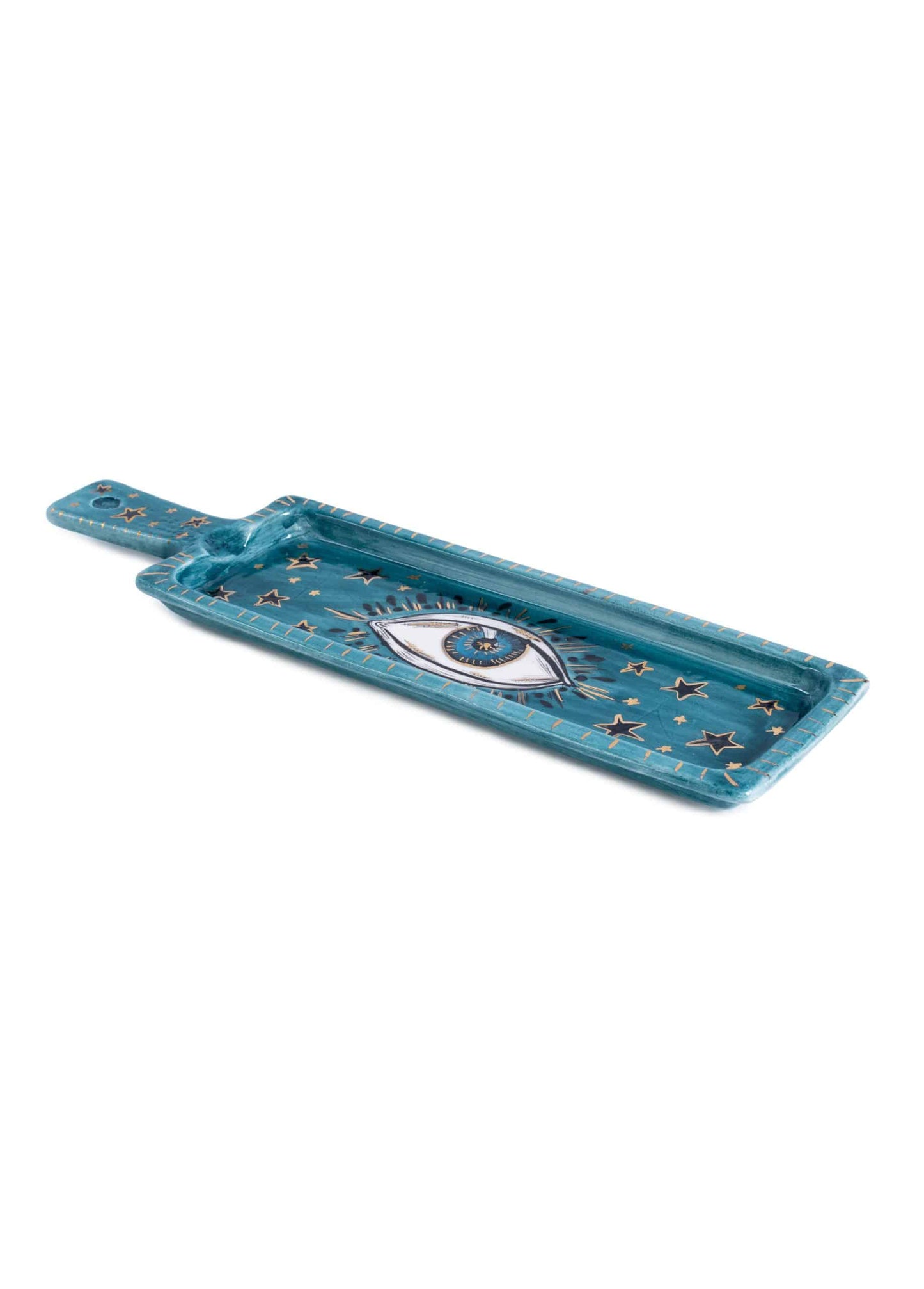 Blue-Eyed Long-Handled Ceramic Tray
