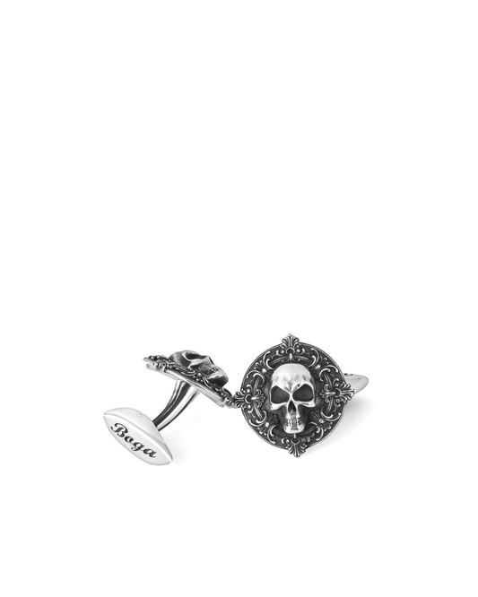 Locket Skull Gümüş Kol Düğmesi