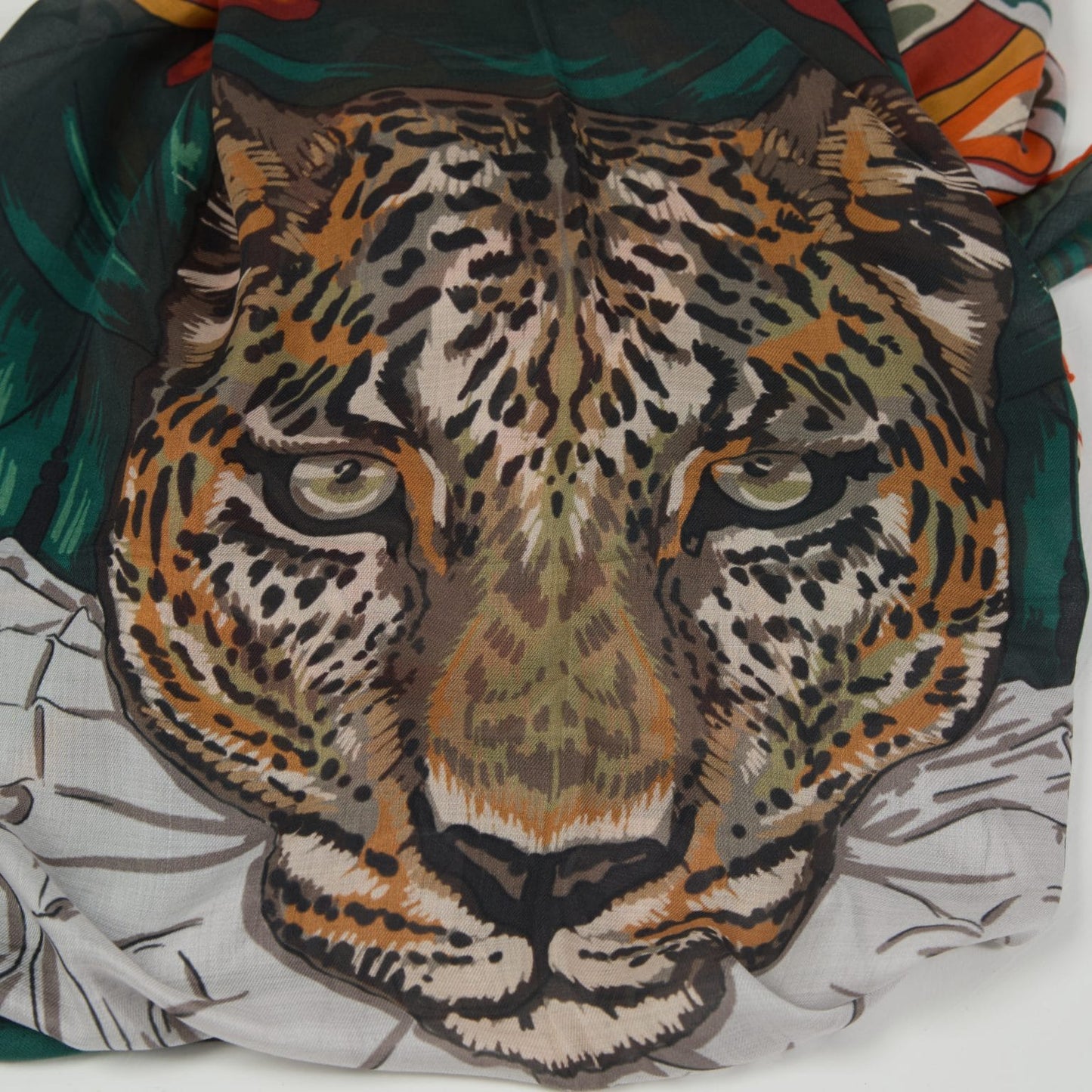 Monkey and The Leopard – Orange & Green – Silk