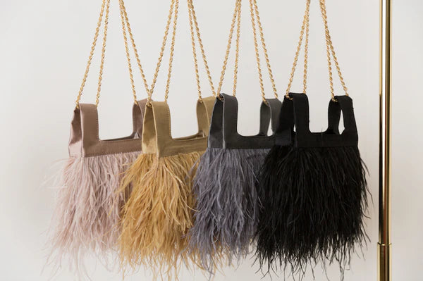 Micro Ines In Black Silk With Feather