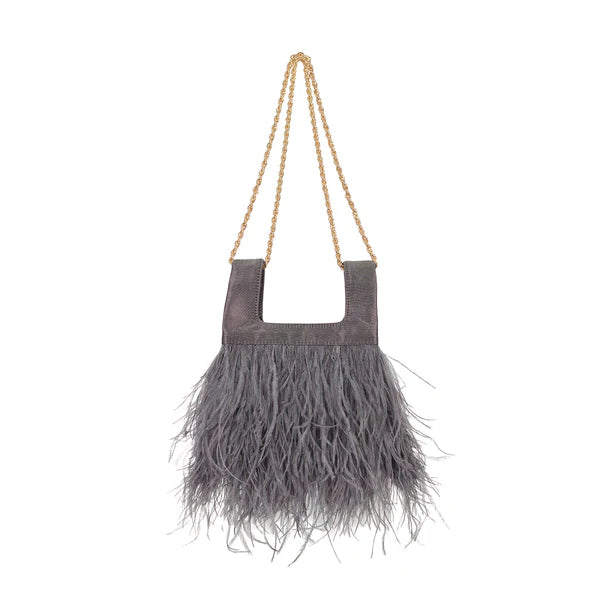 Micro Ines In Silver Silk With Feather