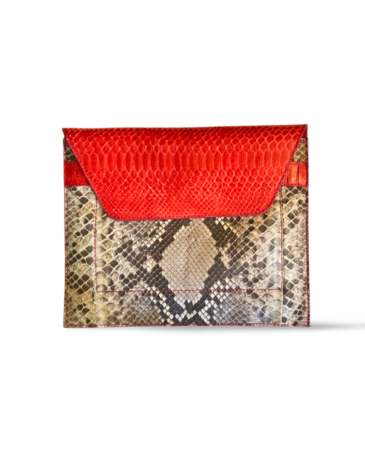 Monica Italian Python Leather Clutch