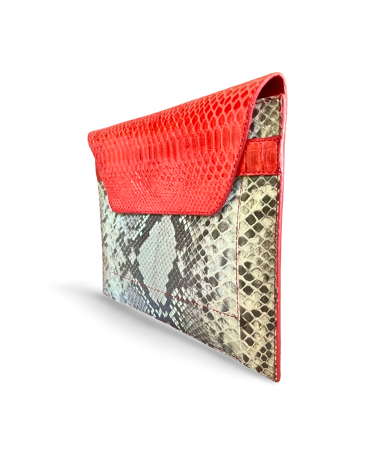 Monica Italian Python Leather Clutch