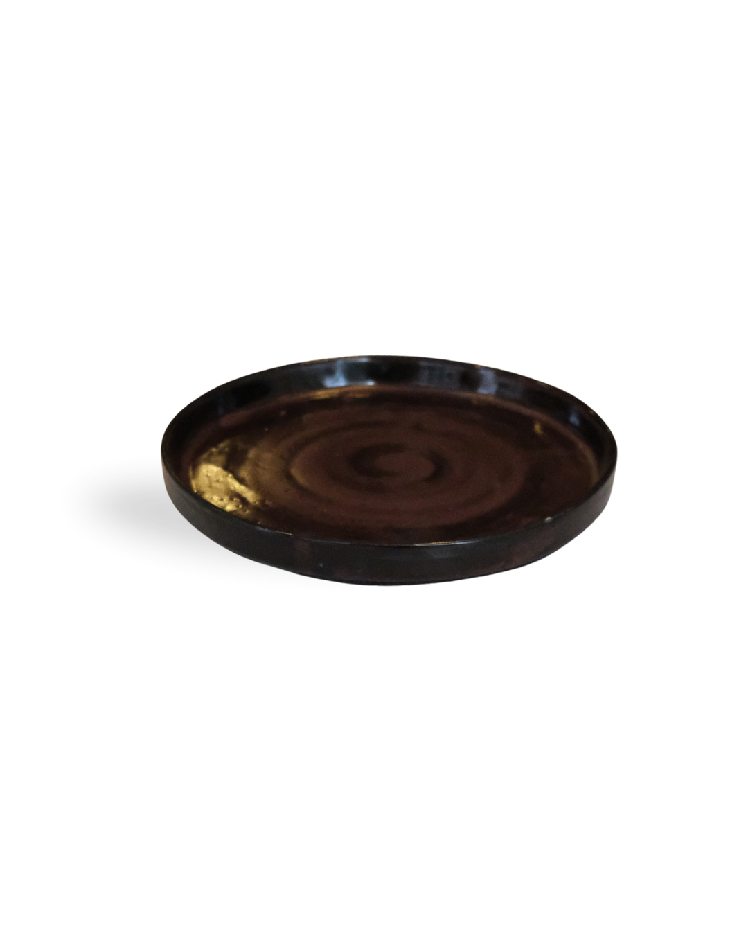 Obsidian Shine Handmade Black Gloss Ceramic Plate
