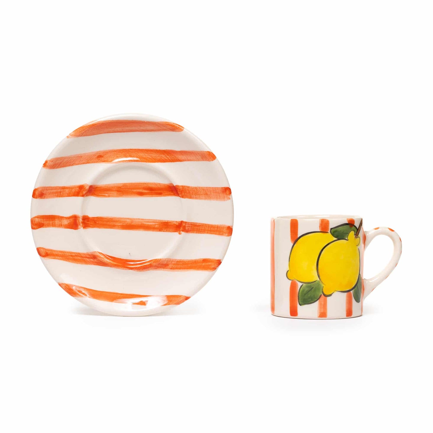 Orange Lemon Line Handled Coffee Set