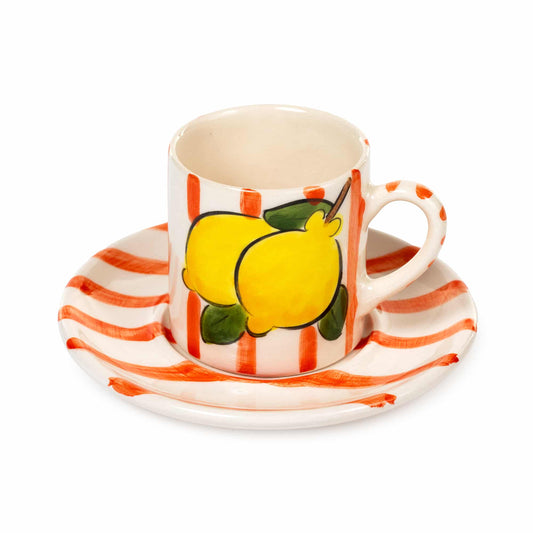 Orange Lemon Line Handled Coffee Set