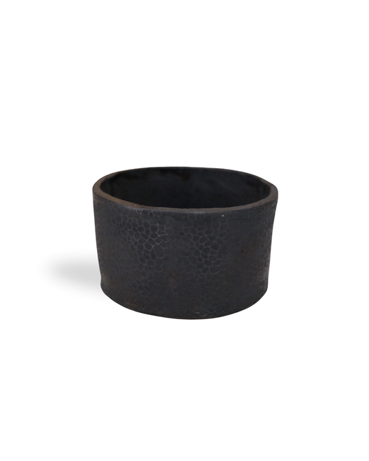 Raven Handmade Black Ceramic Bowl with pattern engraved