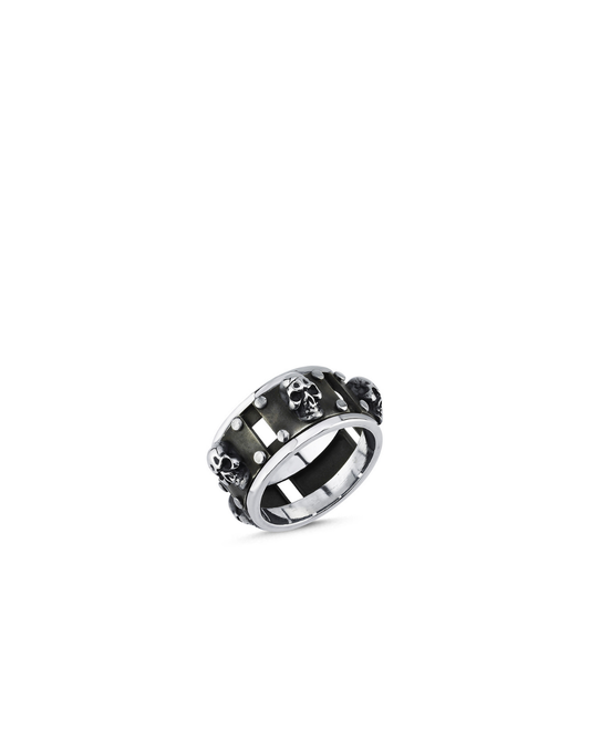 Rivet Skull Erkek Gümüş Yüzük