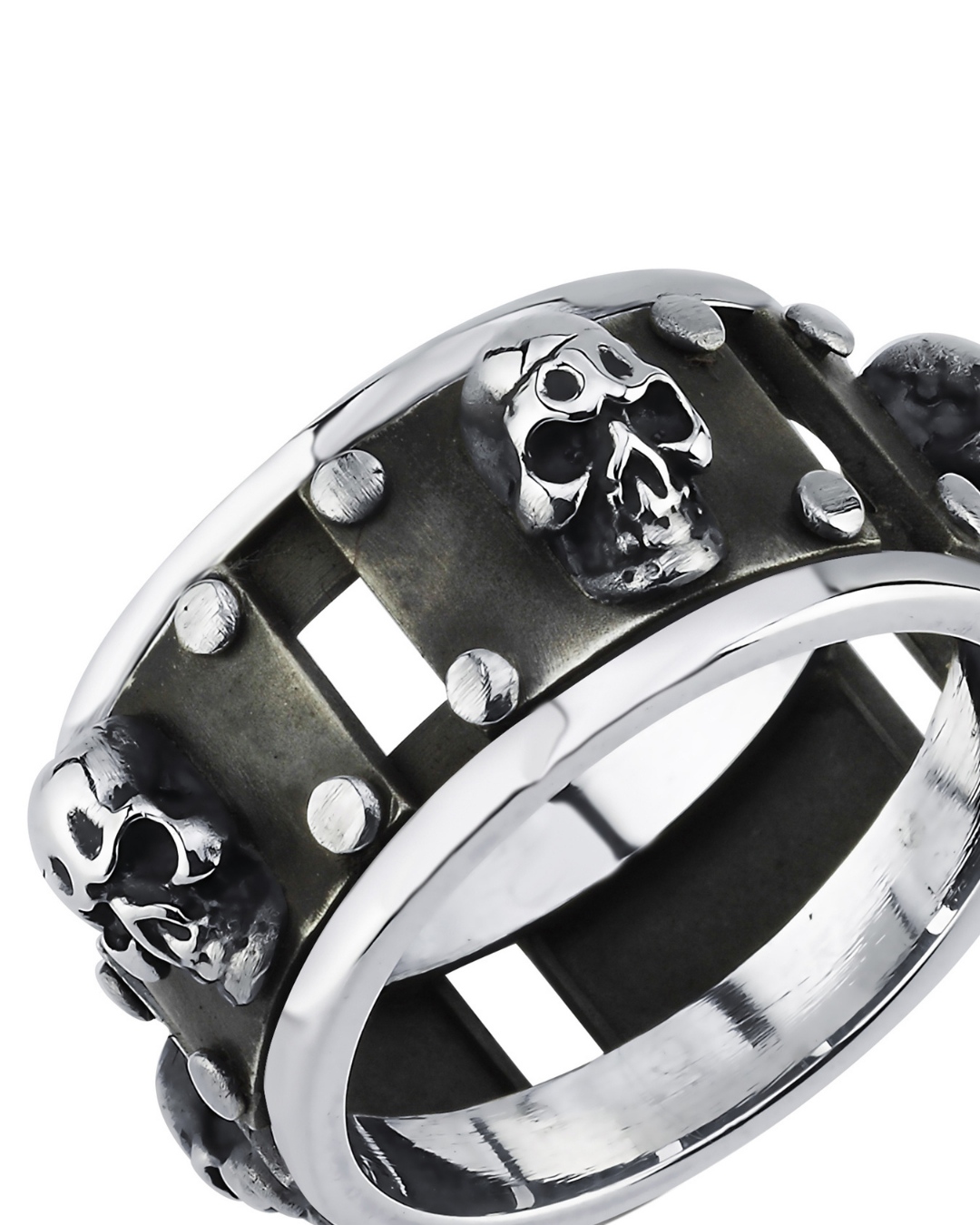 Rivet Skull Erkek Gümüş Yüzük