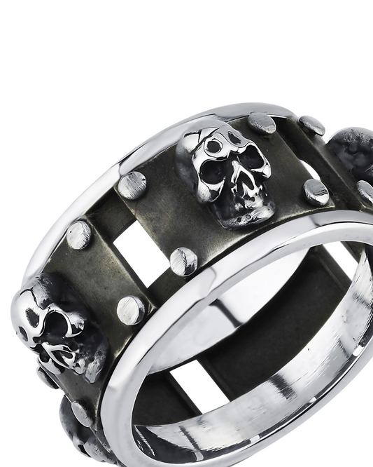 Rivet Skull Erkek Gümüş Yüzük