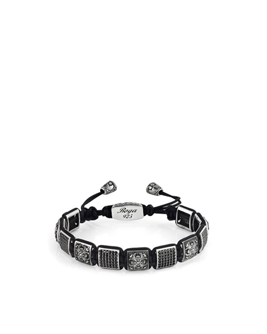 Rosette Zircon 11mm Macrame Erkek Gümüş Bileklik