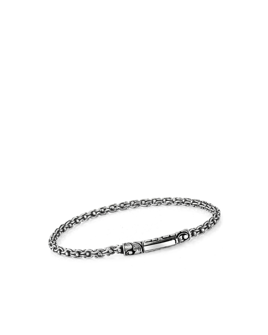 Single Lock Long Chain Erkek Gümüş Bileklik