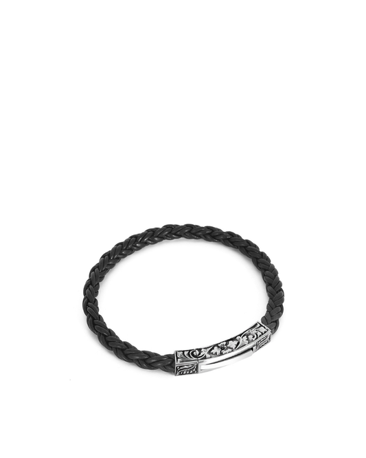 Single Long Engraved Erkek Gümüş Bileklik