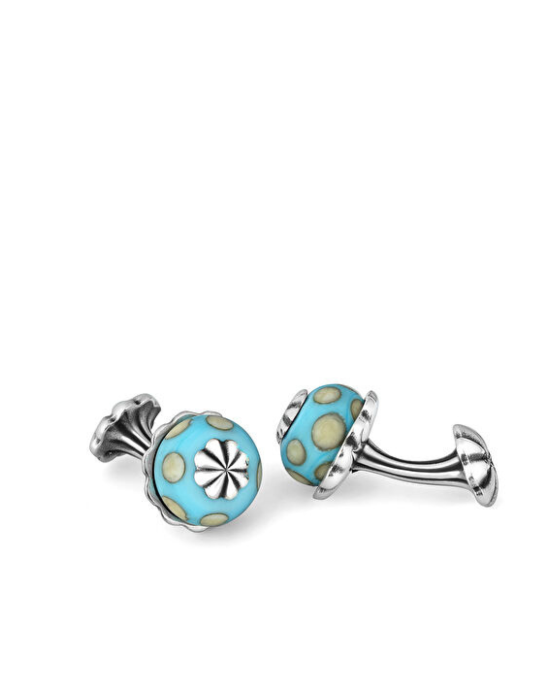 Glass Beads Silver Cufflinks