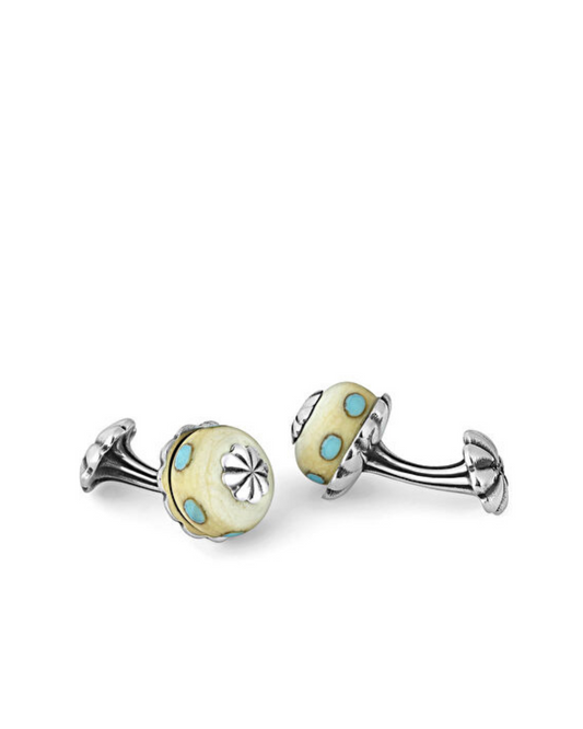 Glass Beads Silver Cufflinks
