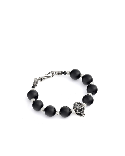 Skull Siyah Erkek Gümüş Bileklik