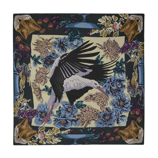 The Fox and The Stork – Black & Blue & Beige – Modal-Cashmere