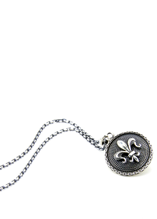 Warrior Chain Shield Fleur De Lis Gümüş Kolye