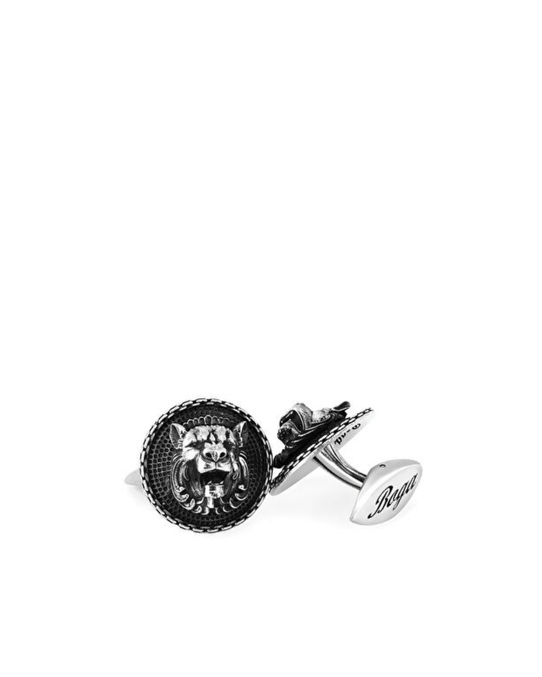Warrior Chain Shield Lion 3D Silver Cufflinks