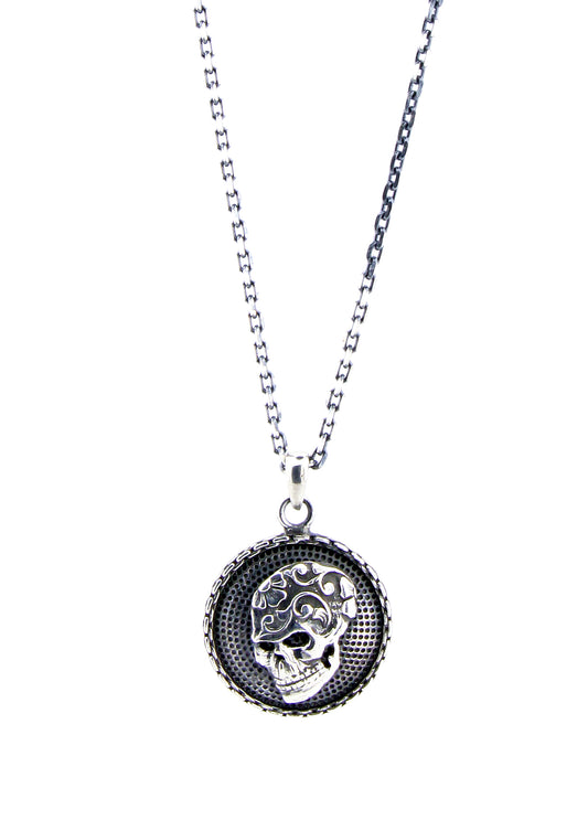 Warrior Chain Shield Skull Erkek Gümüş Kolye