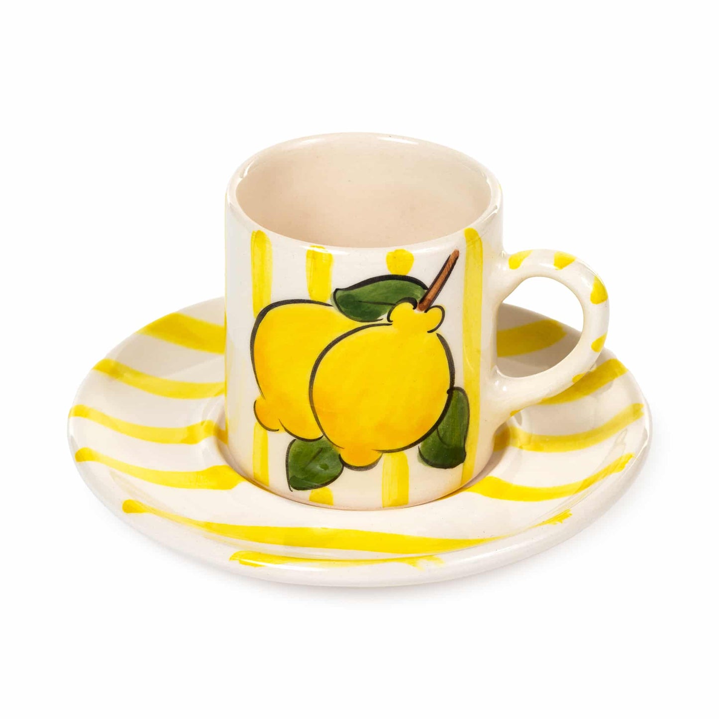 Yellow Lemon Line Handled Coffee Set