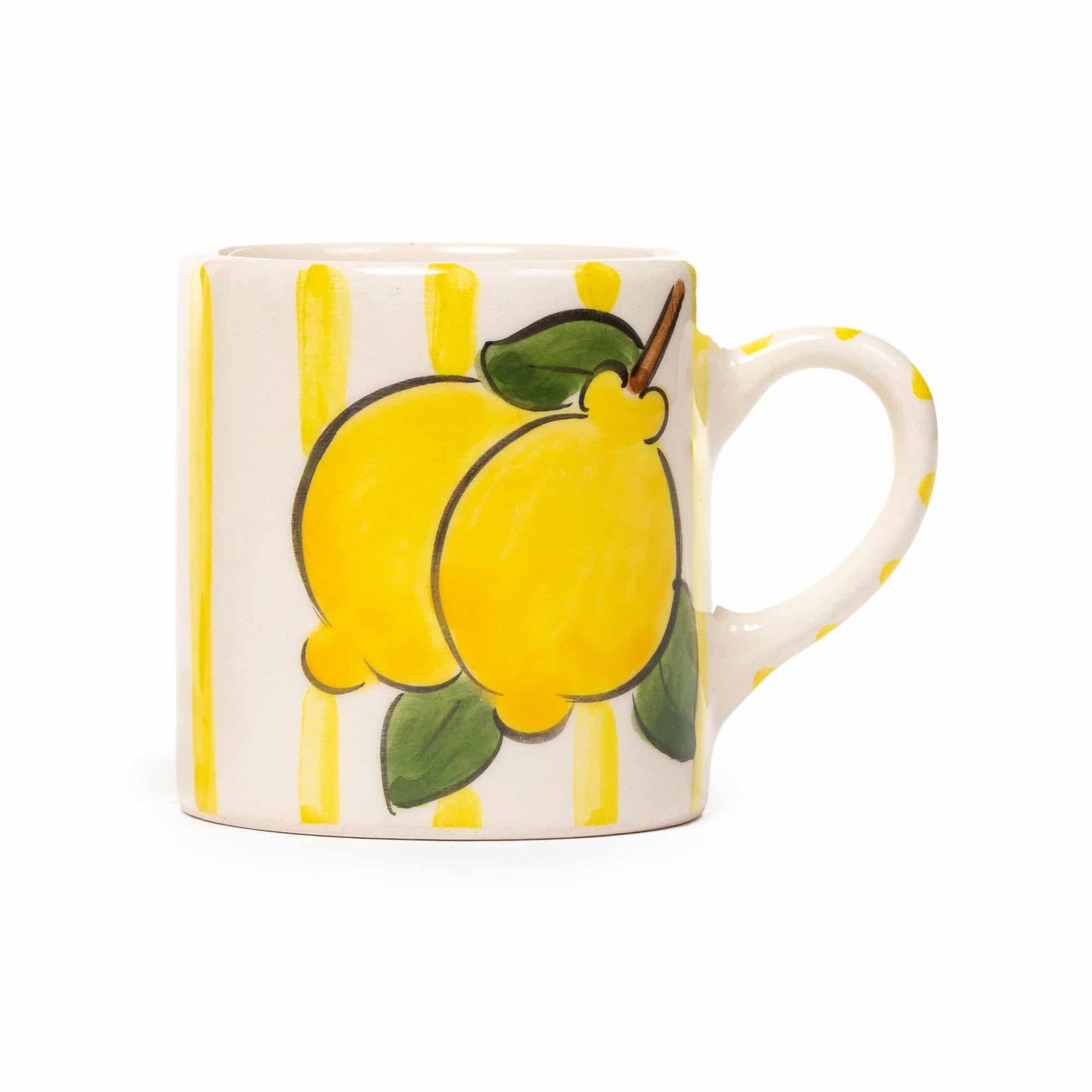 Yellow Lemon Line Handled Coffee Set