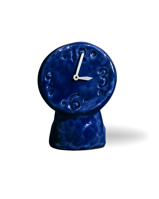 TIK TAK Handmade Blue Ceramic Clock